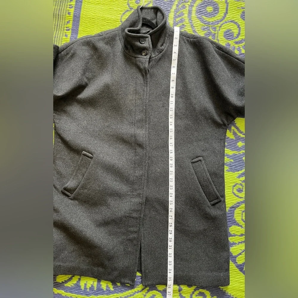 Aritzia Wilfred Dark Gray Wool & Cashmere High Collar Kimono Sleeves Coat Medium - Picture 16 of 16